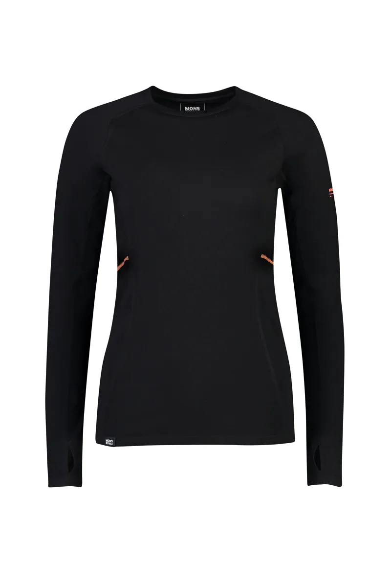 Mons Royale Womens Olympus 3 Merino Baselayer Top in Black