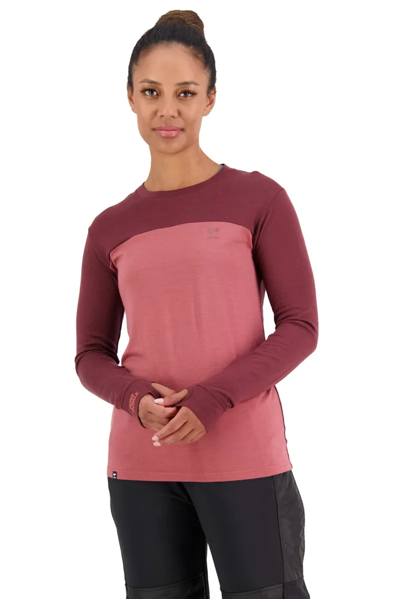 Mons Royale Yotei BF LS Womens Firstlayer Top - Chocolate/Terracotta-1