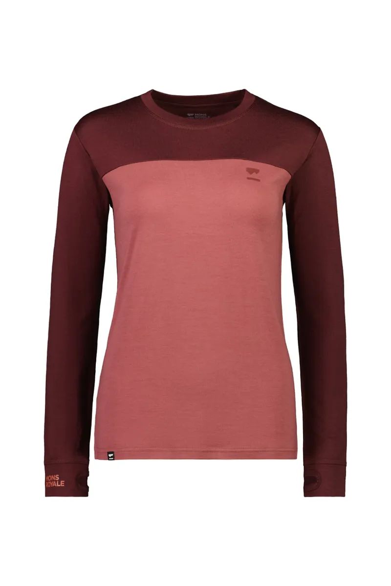 Mons Royale Yotei BF LS Womens Firstlayer Top - Chocolate/Terracotta