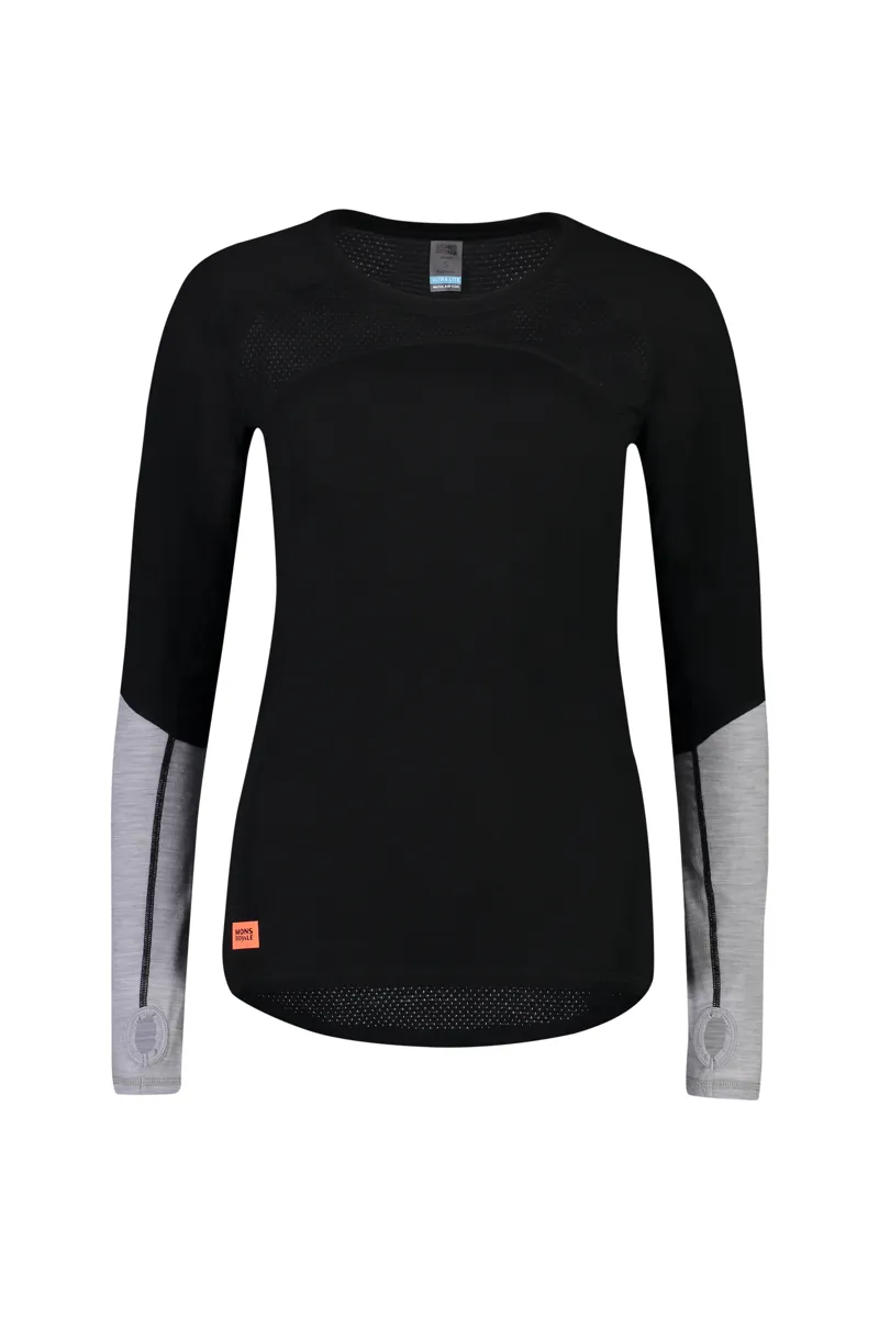 Mons Royale Bella Tech L/S Merino Baselayer Top in Black