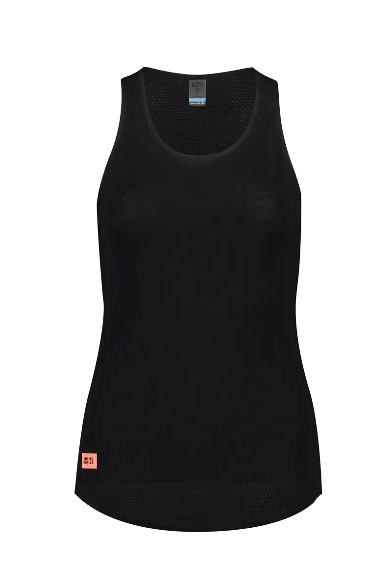 Mons Royale Womens Bella Tech Tank Baselayer Top in Black