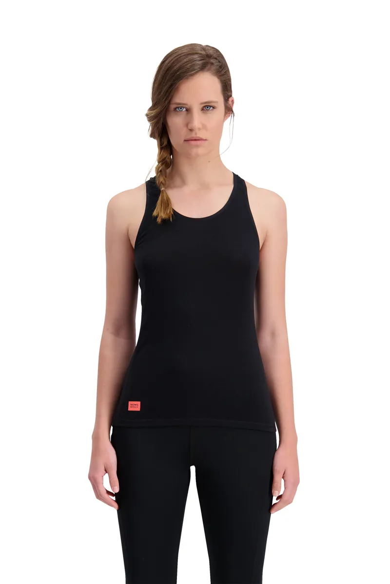 Mons Royale Womens Bella Tech Tank Baselayer Top in Black-2