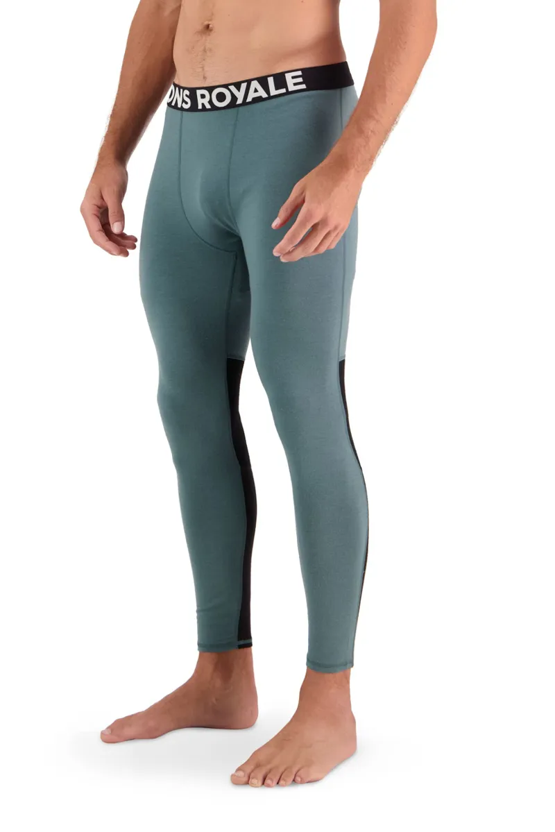 Mons Royale Olympus Mens Baselayer Leggings - Burnt Sage/Black-1