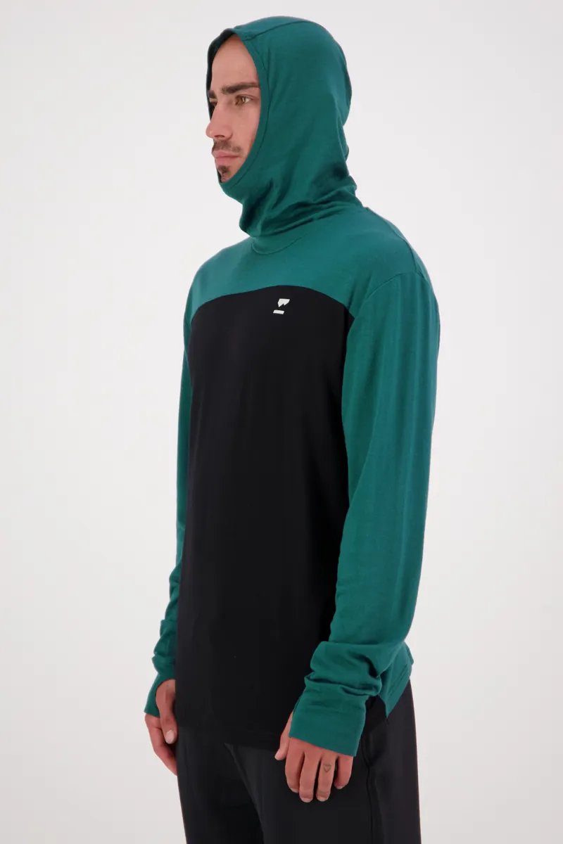 Mons Royale Yotei LS Mens Firstlayer Hooded Top - Evergreen-1