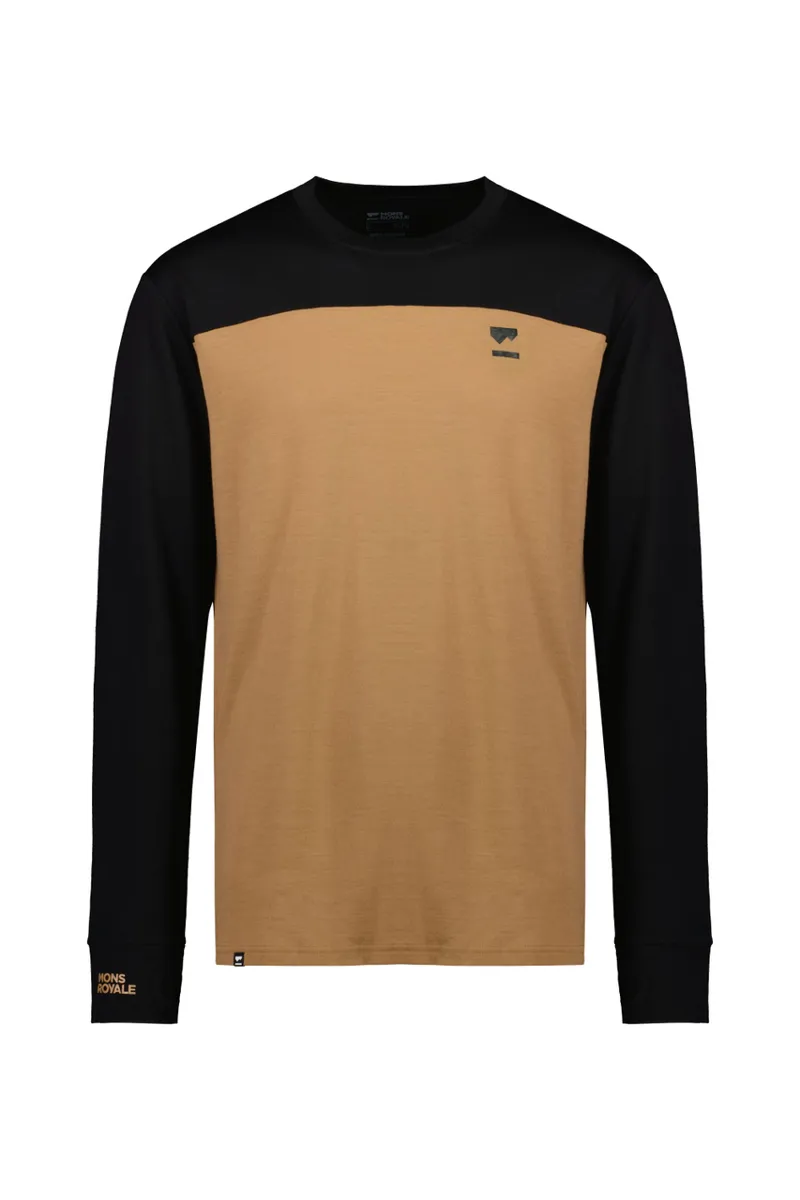 Mons Royale Yotei LS Mens Firstlayer Top - Black/Toffee-1