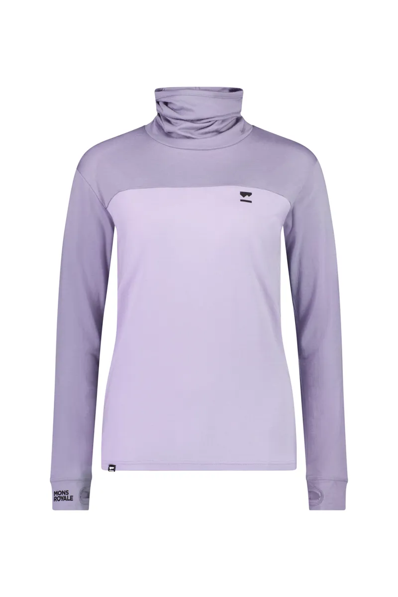 Mons Royale Yotei BF High Neck Womens Firstlayer Top - Thistle Cloud