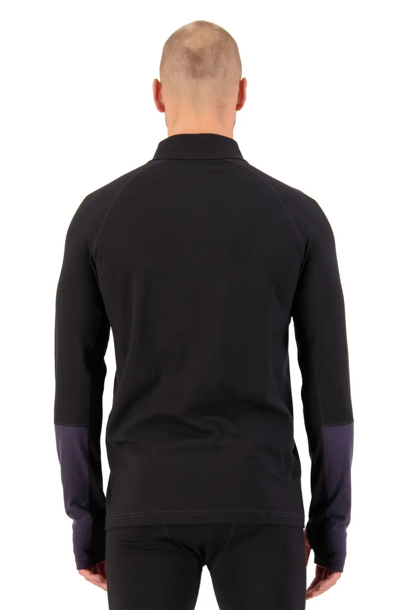 Mons Royale Olympus Half Zip Mens Baselayer Top - Black/9 Iron-2