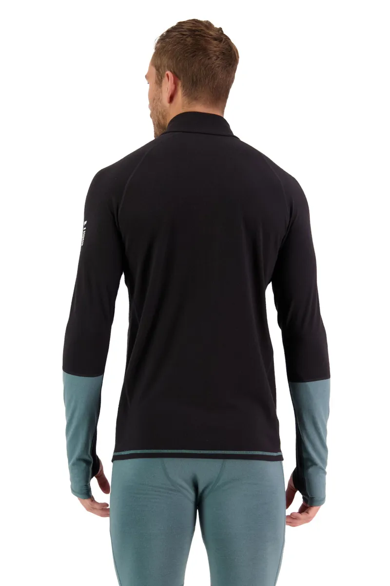 Mons Royale Olympus Half Zip Mens Baselayer Top - Burnt Sage/Black-2