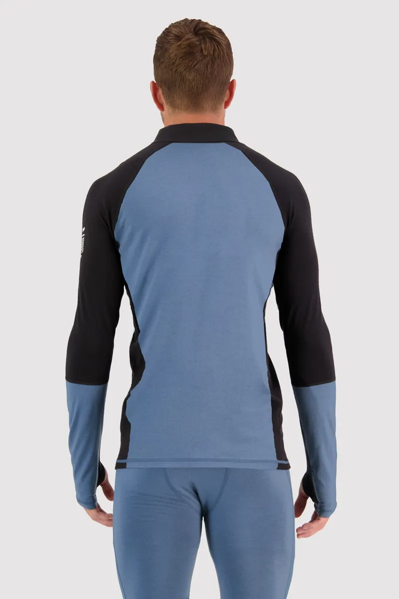 Mons Royale Olympus Half Zip Mens Baselayer Top - Blue Slate-1