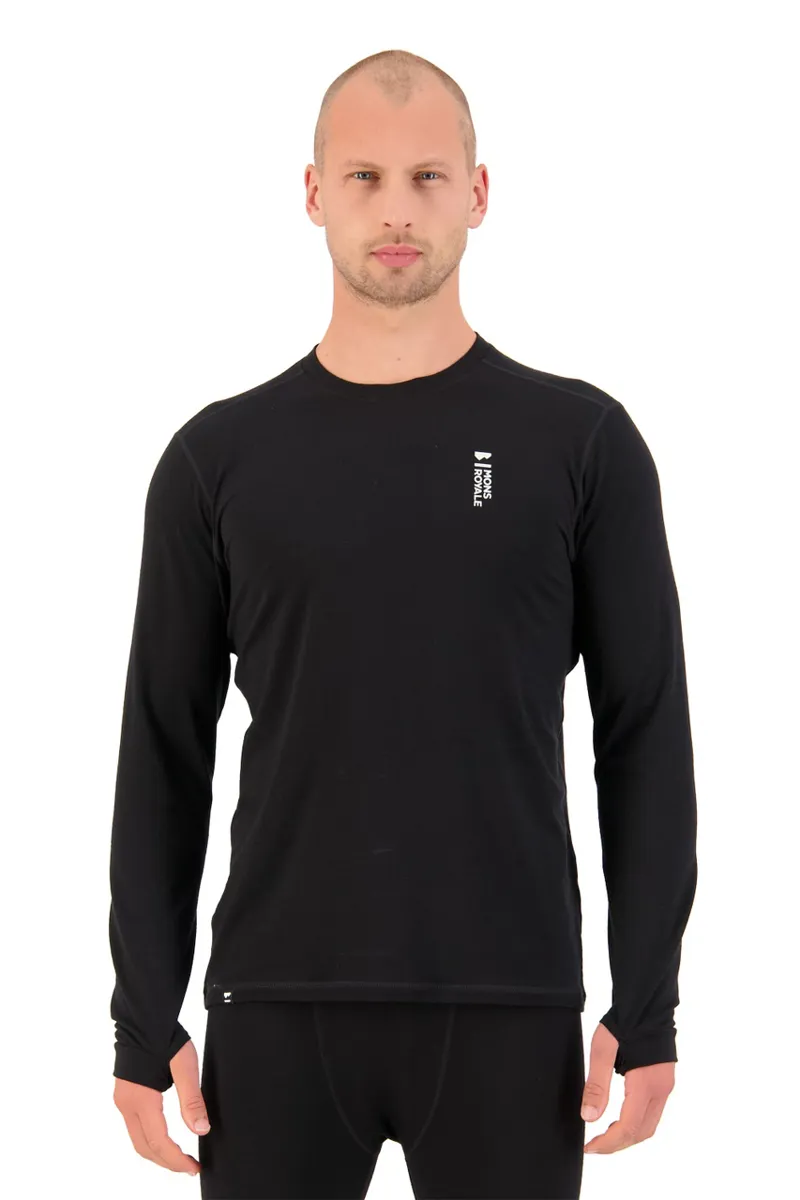 Mons Royale Cascade Flex LS Mens Baselayer Top - Black-1