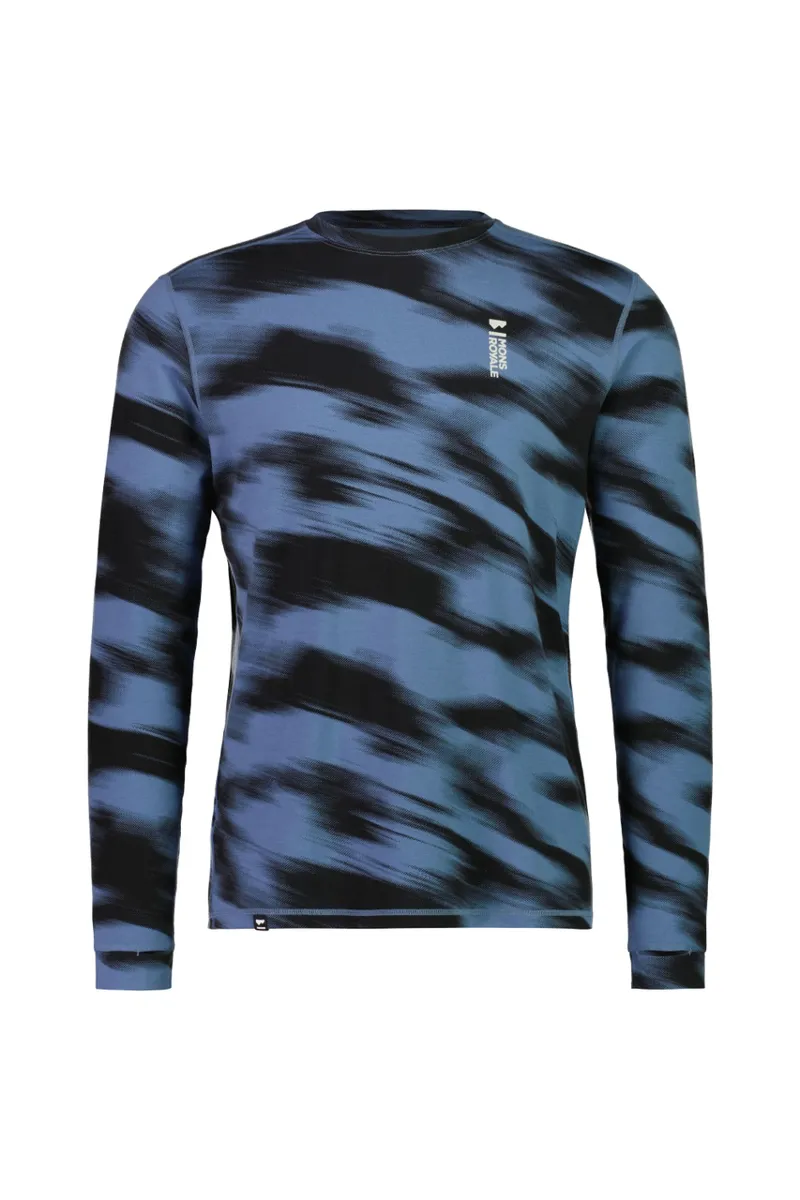 Mons Royale Cascade Flex LS Mens Baselayer Top - Blue Motion