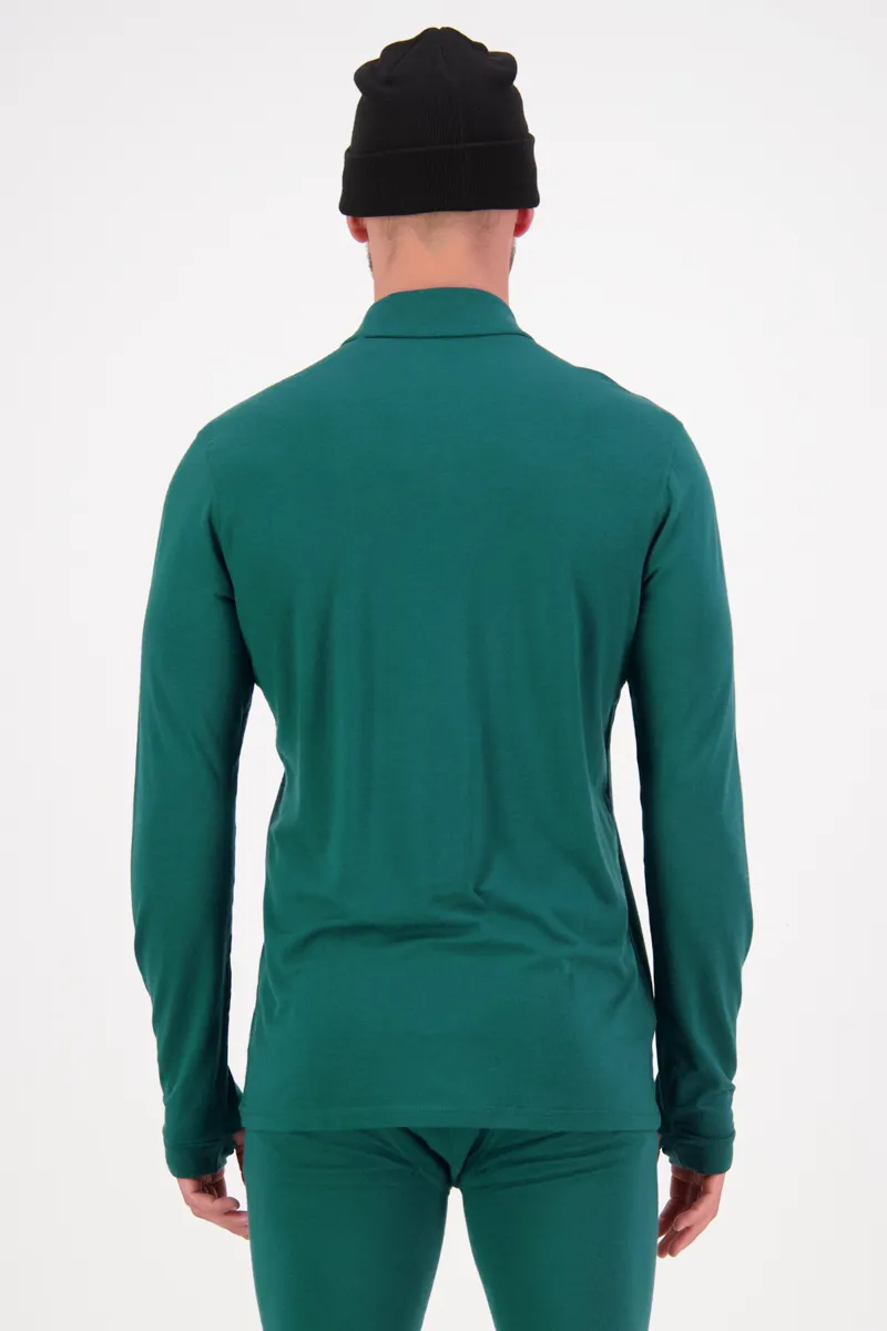 Mons Royale Cascade Flex 1/4 Zip Mens Baselayer Top - Evergreen-1