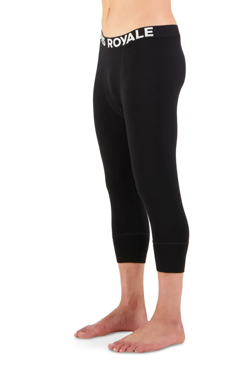 Mons Royale Cascade Flex 3/4 Length Mens Baselayer Leggings - Black-1