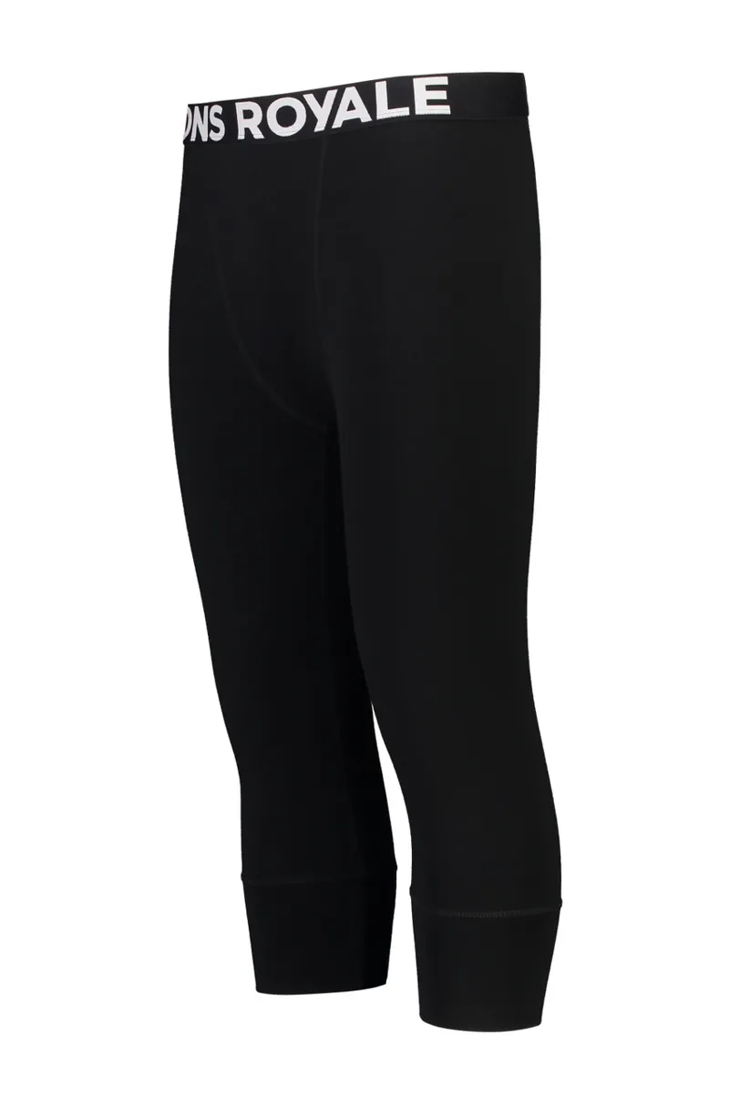 Mons Royale Cascade Flex 3/4 Length Mens Baselayer Leggings - Black