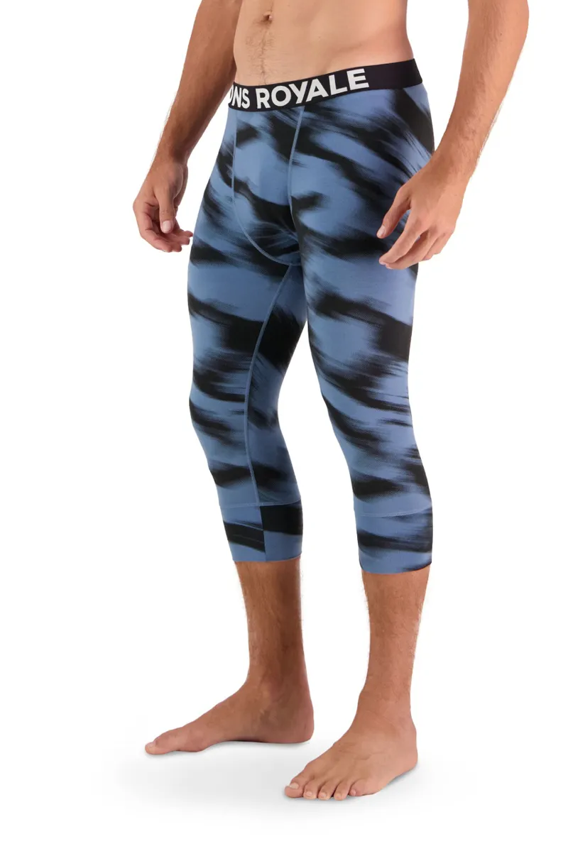 Mons Royale Cascade Flex 3/4 Length Mens Leggings - Blue Motion-1