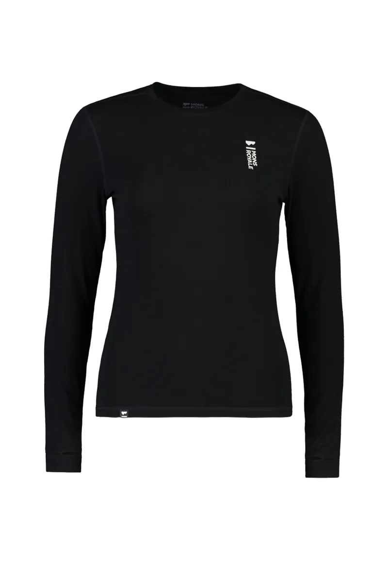 Mons Royale Cascade Flex LS Womens Baselayer Top - Black
