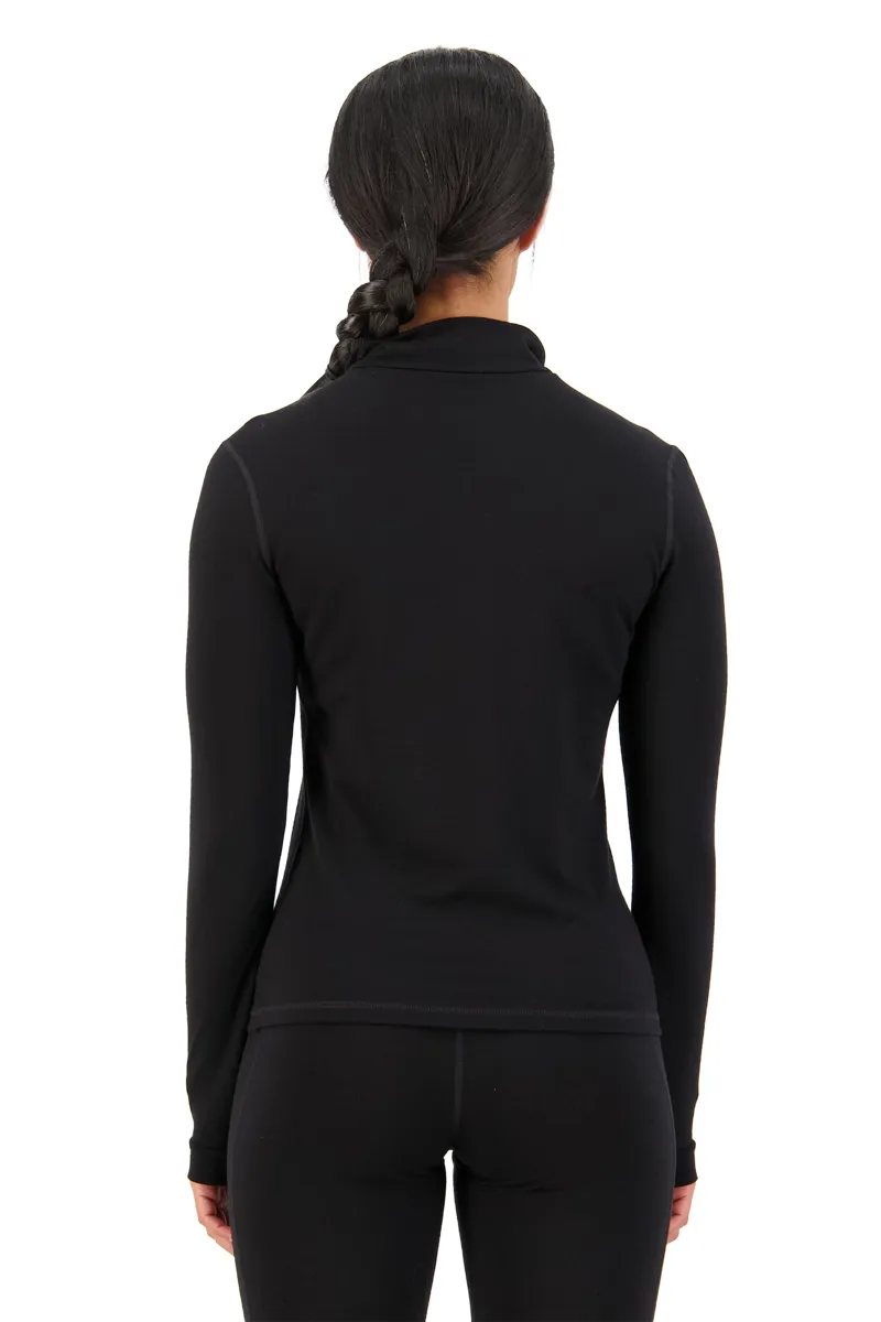 Mons Royale Cascade Flex 1/4 Zip Womens Baselayer Top - Black-2