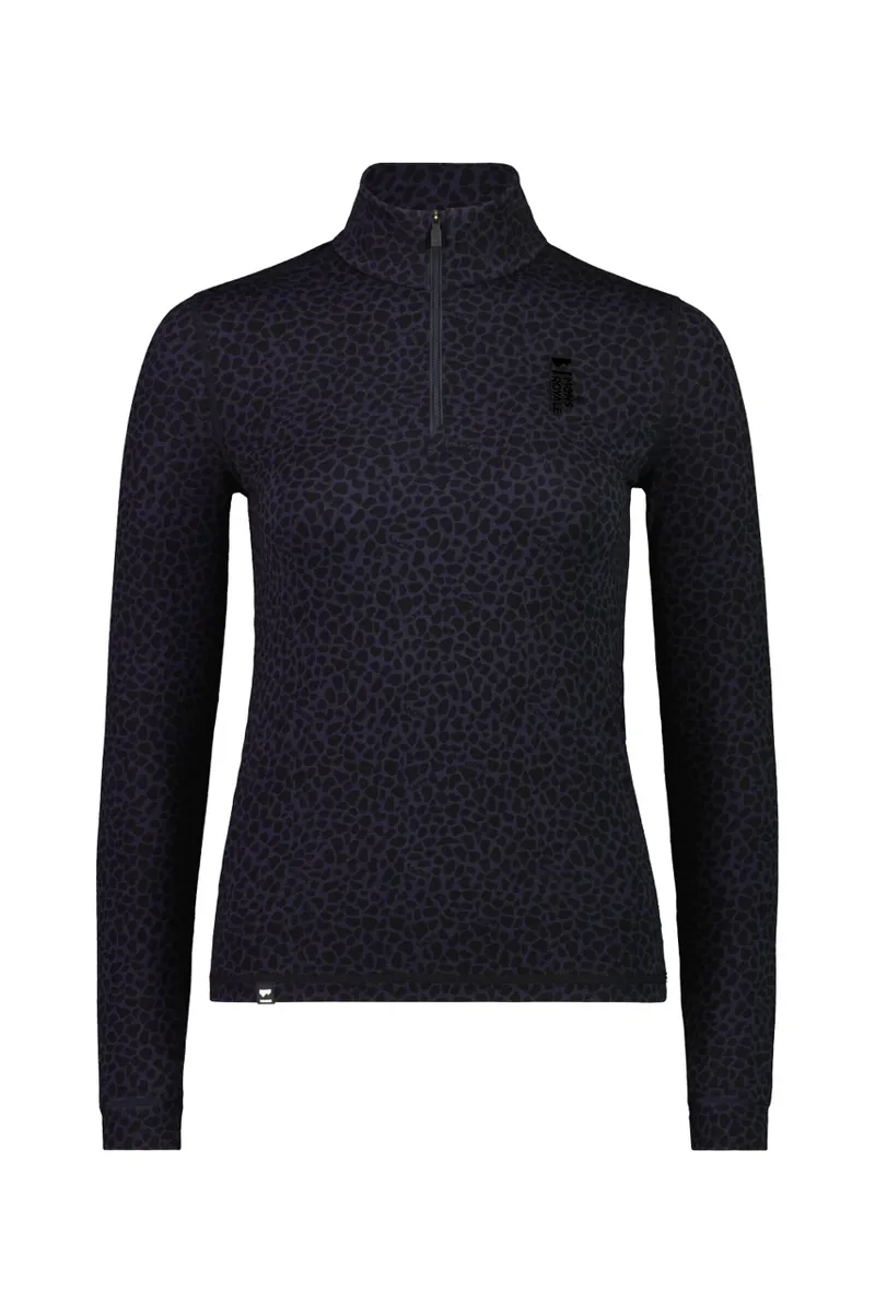 Mons Royale Cascade Flex 1/4 Zip Womens Baselayer Top - Arctic Leopard