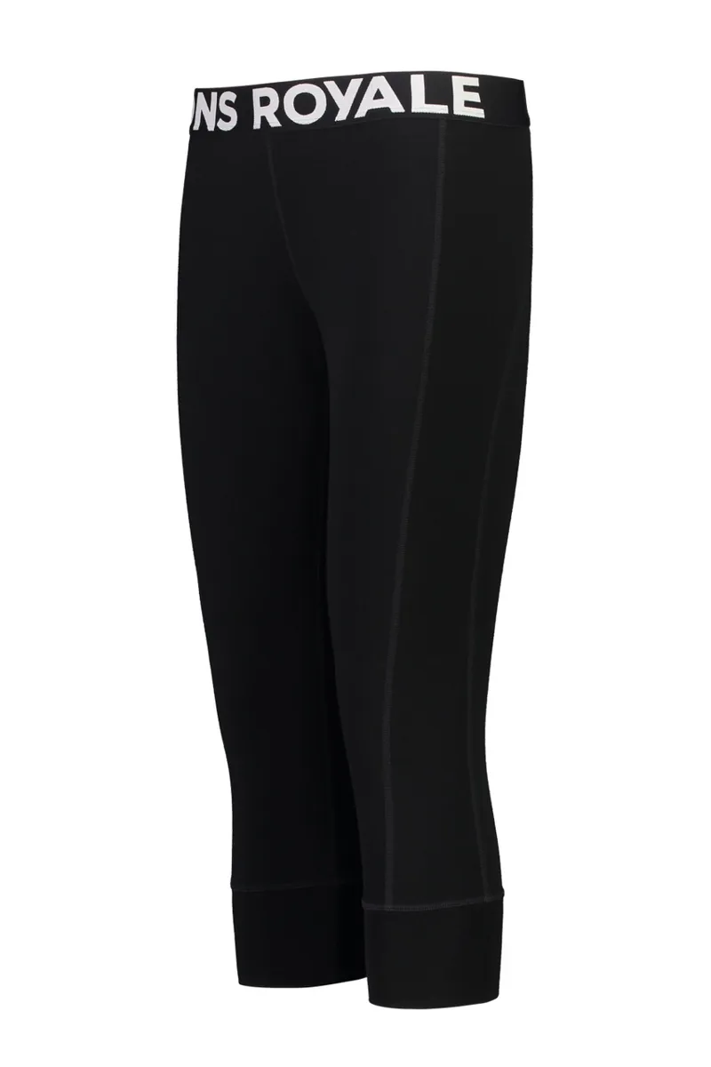 Mons Royale Cascade Flex 3/4 Length Womens Baselayer Leggings - Black