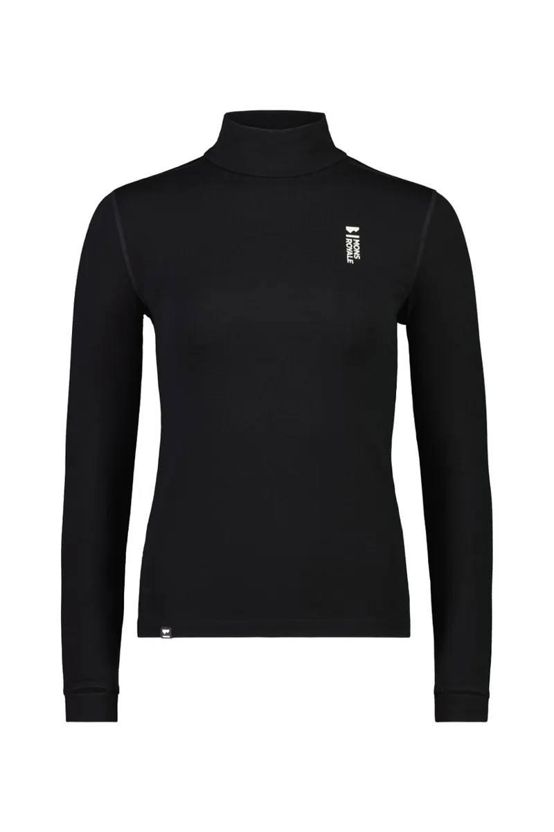 Mons Royale Cascade Flex Mock Neck Womens Baselayer Top - Black