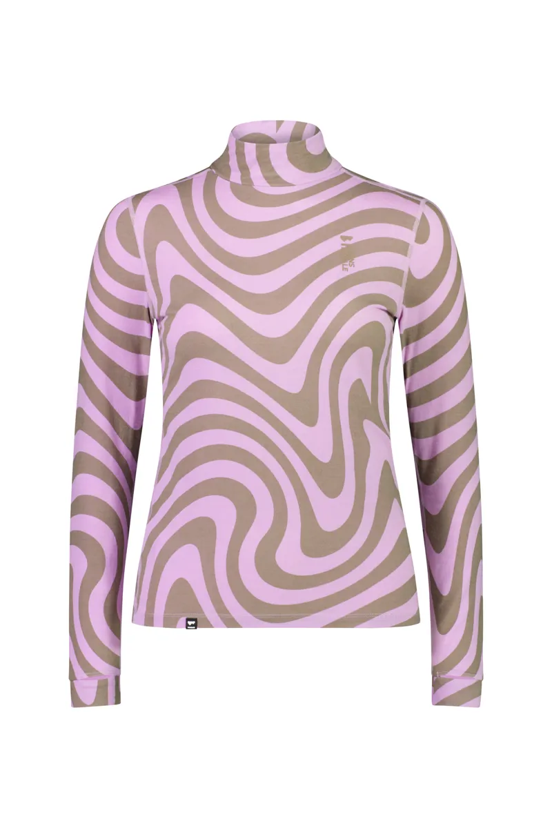 Mons Royale Cascade Flex Mock Neck Womens Baselayer Top -  Blazing Trails