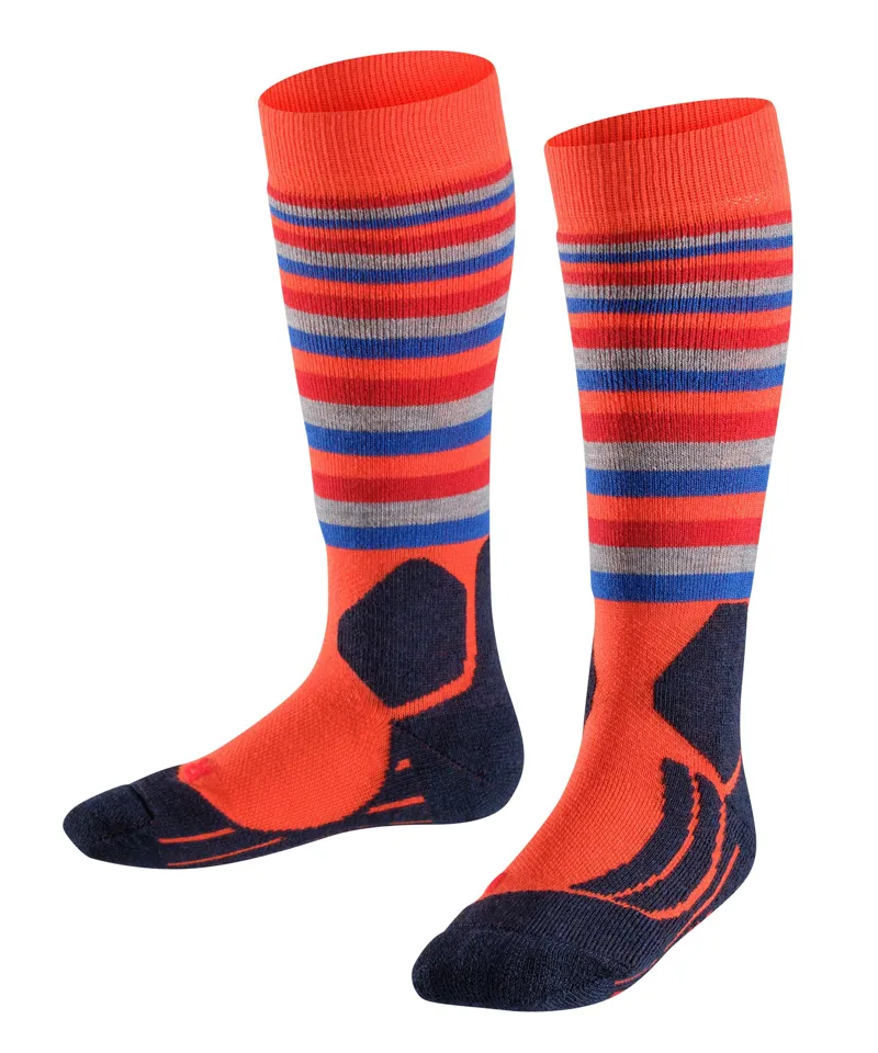 Falke SK2 Stripe Kids Technical Ski Socks - Samba Orange