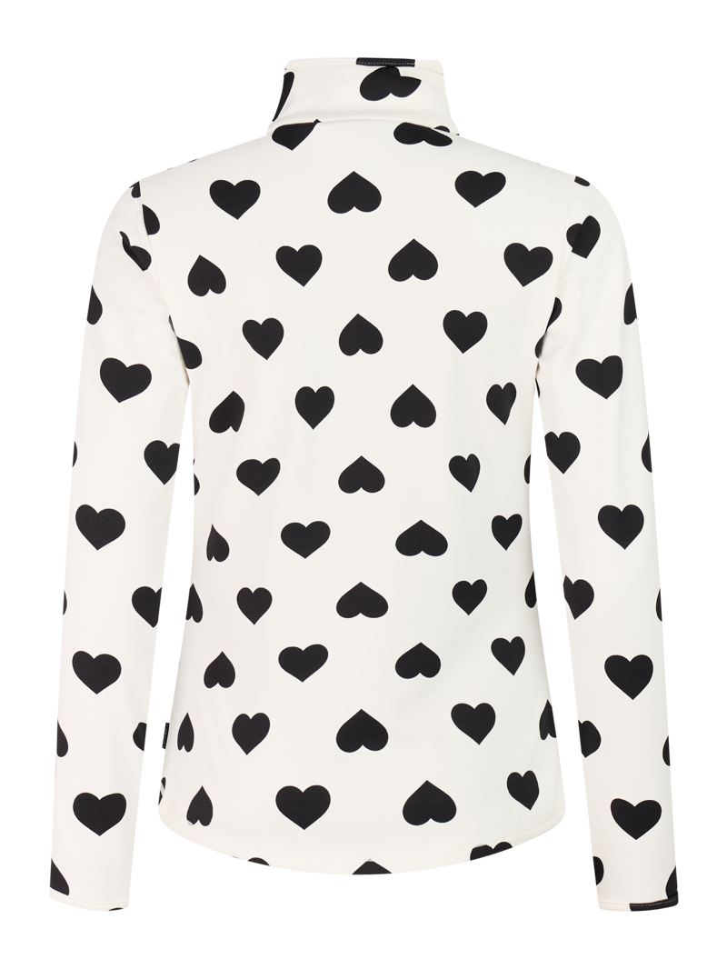 Protest Swana Womens 1/4 Zip Midlayer Top - Black Hearts White-1