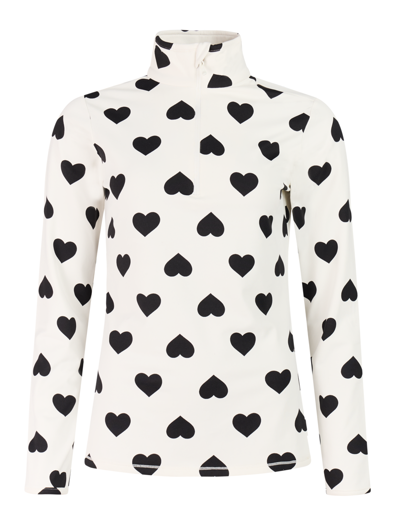 Protest Swana Womens 1/4 Zip Midlayer Top - Black Hearts White