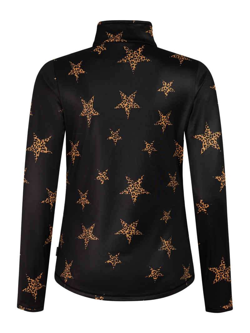 Protest Swana Womens 1/4 Zip Midlayer Top - Fudge Stars Black-1