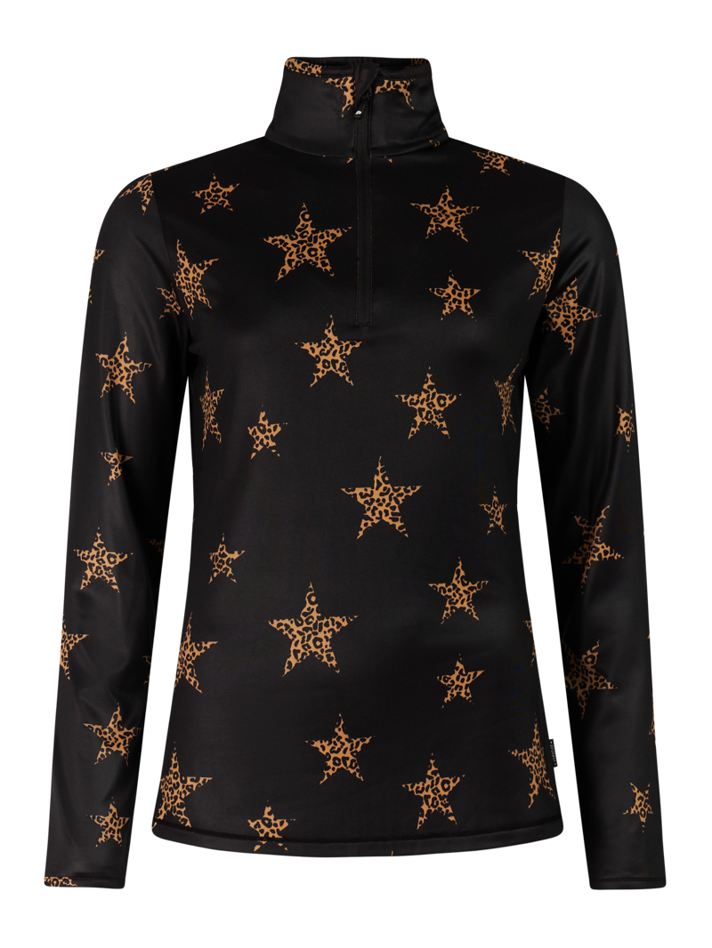 Protest Swana Womens 1/4 Zip Midlayer Top - Fudge Stars Black
