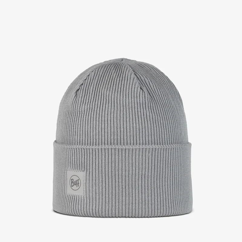 Buff Cross Knit Beanie Hat - Light Grey
