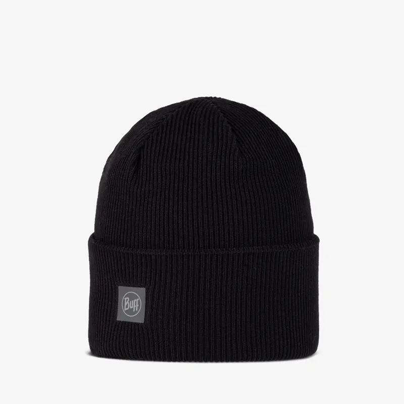 Buff Cross Knit Beanie Hat - Black