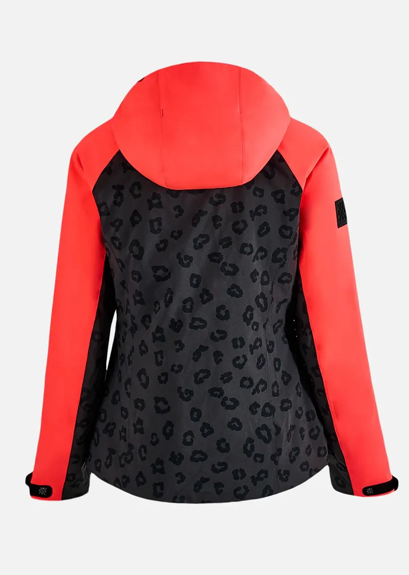 Watts Ices Womens Ski Jacket - Leopard Print Dark Iron-1