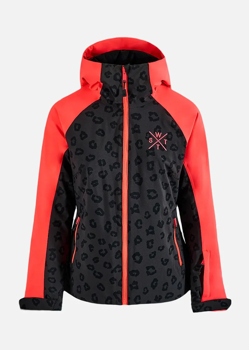 Watts Ices Womens Ski Jacket - Leopard Print Dark Iron