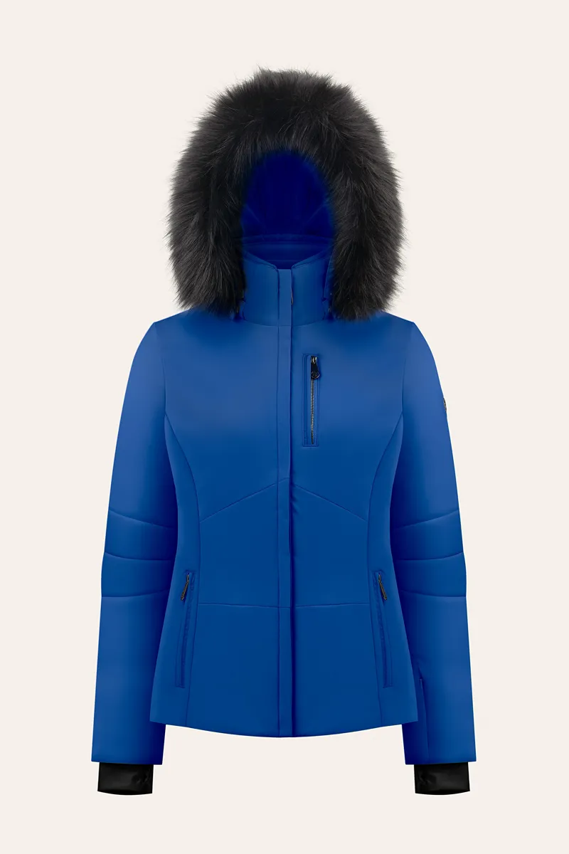Poivre Blanc Lina Womens Faux Fur Ski Jacket - Acid Blue