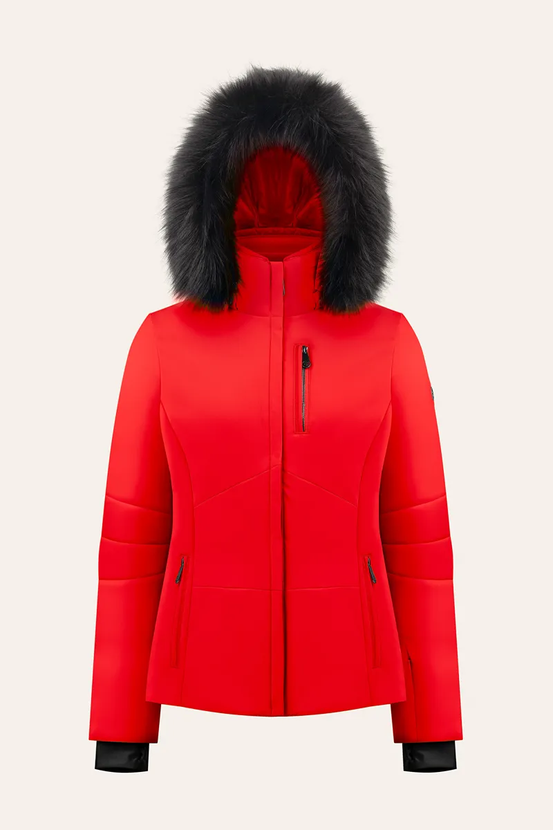 Poivre Blanc Lina Womens Faux Fur Ski Jacket - Red