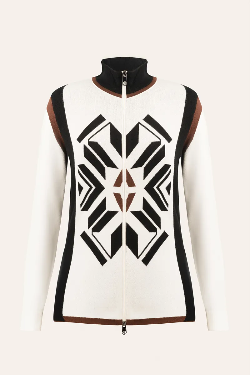 Poivre Blanc Womens Full Zip Jumper - White/Black
