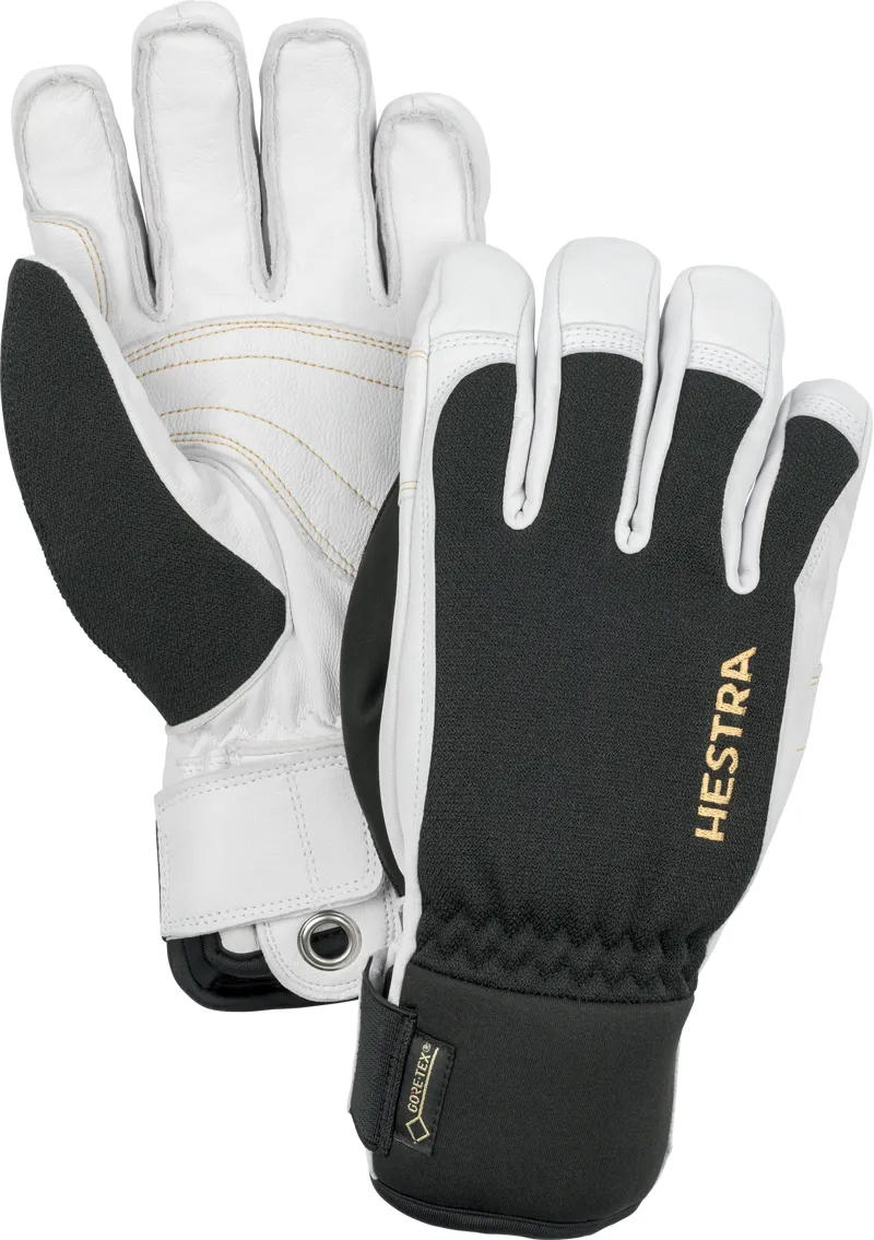 Hestra Army Leather Gore Tex Short Mens Ski Gloves in Black