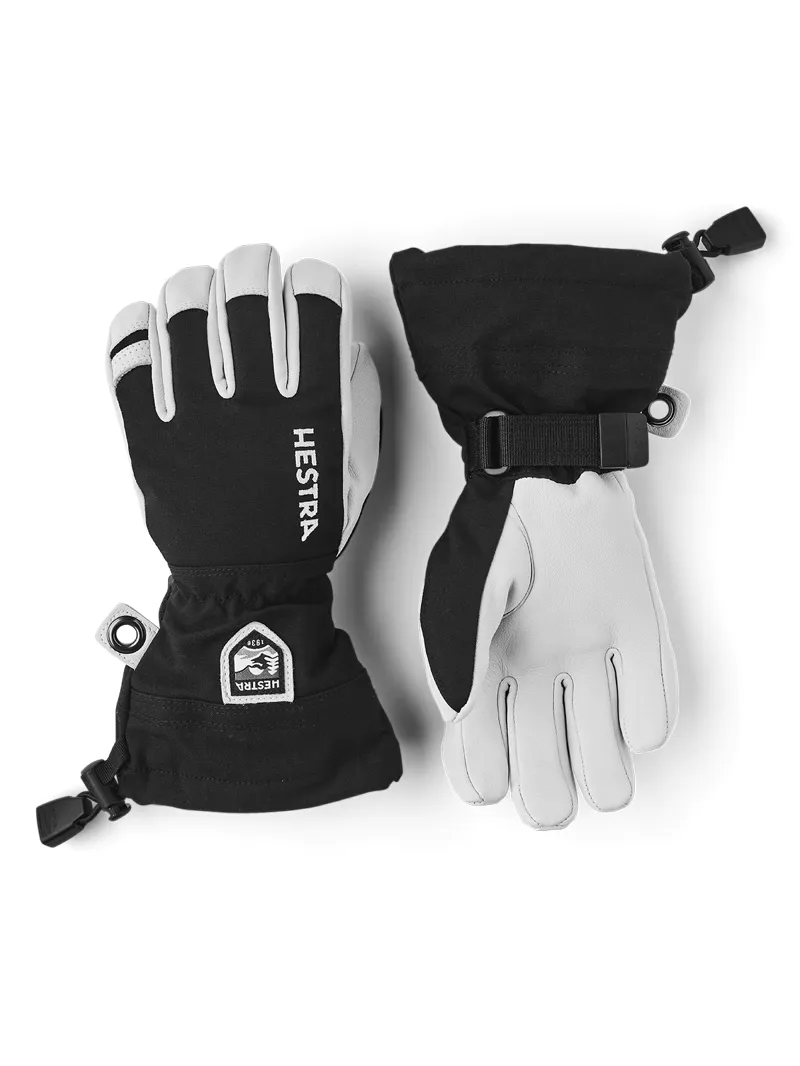 Hestra Army Leather Heli Ski Junior Gloves in Black The Ski Shop