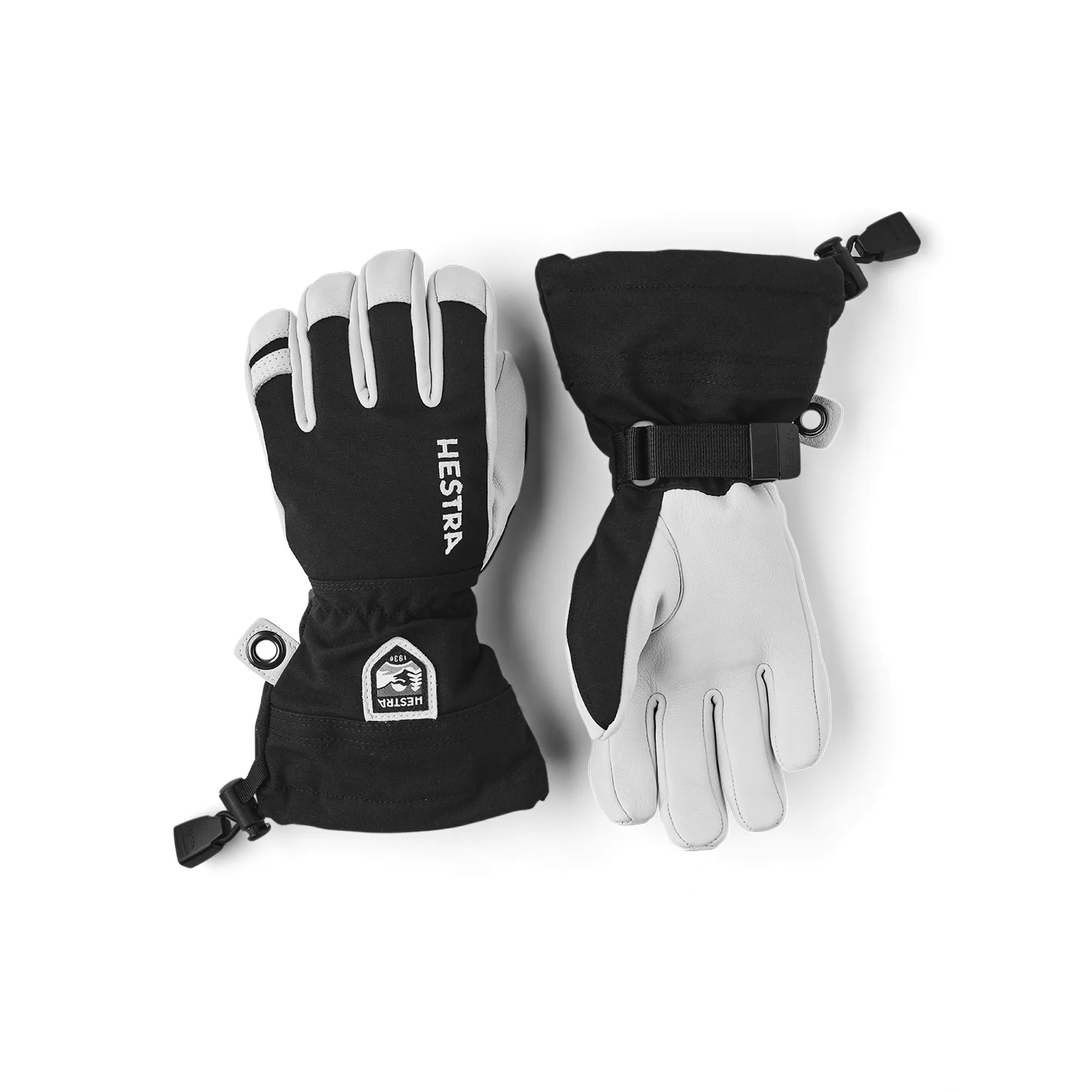 Hestra Army Leather Heli Ski Junior Gloves in Black The Ski Shop