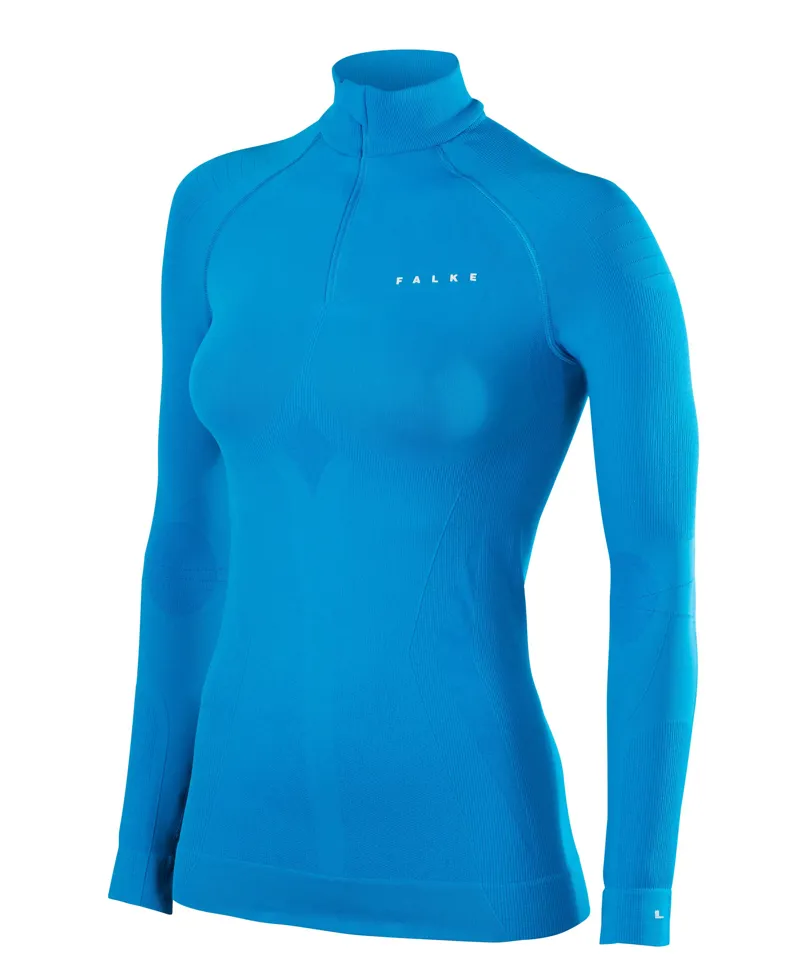 Falke Max Zip Womens Thermal Base Layer Top In Kingfisher Blue