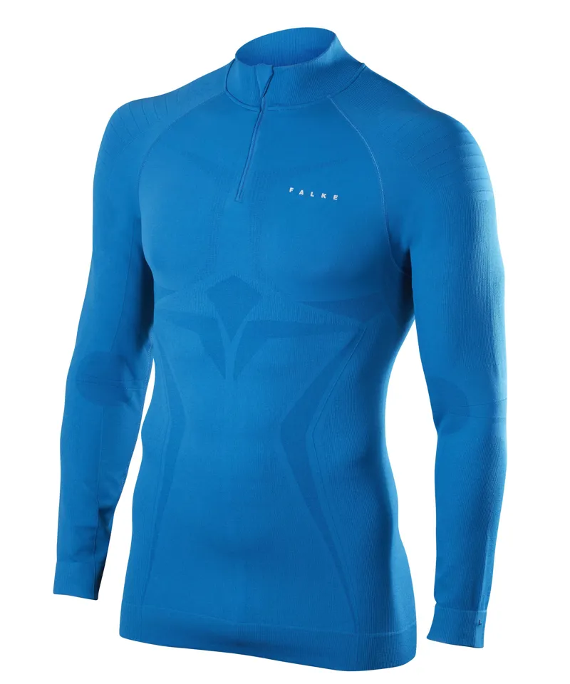 Falke Max Zip Mens Thermal Base Layer Top In Kingfisher