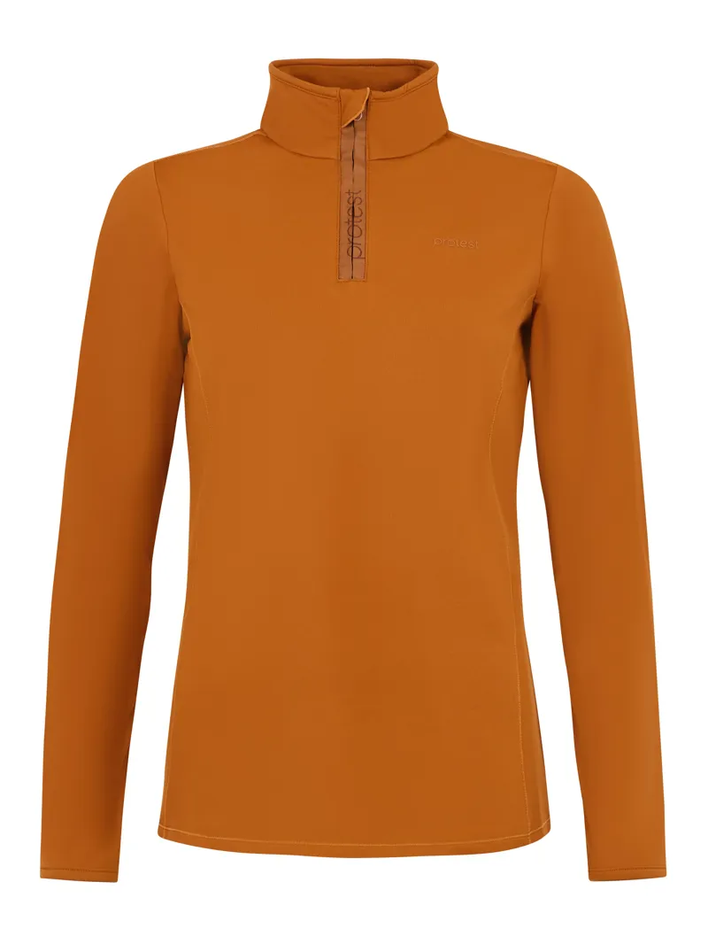 Protest Fabriz Womens 1/4 Zip Midlayer Top - Nutty Cognac