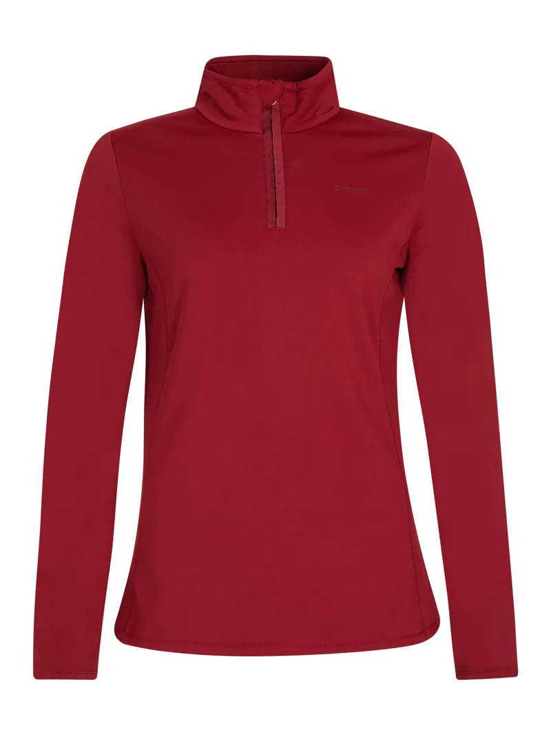 Protest Fabriz Womens 1/4 Zip Midlayer Top - Red Wine