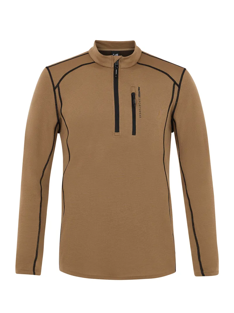 Protest Kurano Mens 1/4 Zip Midlayer Top - Sandy Brown