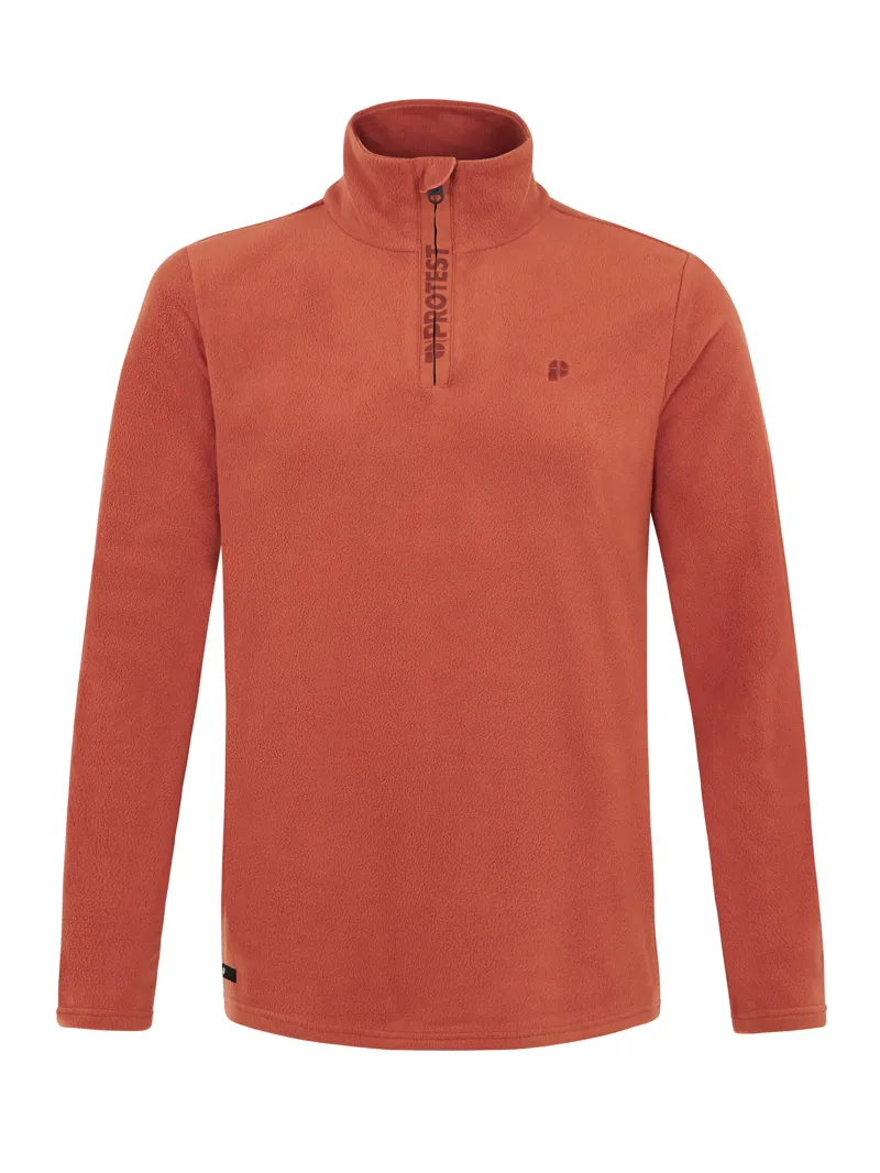Protest Perfecto Mens Micro-Fleece Midlayer Top - Brick Orange
