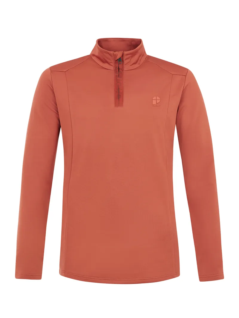 Protest Will 1/4 Zip Mens Midlayer Top - Brick Orange