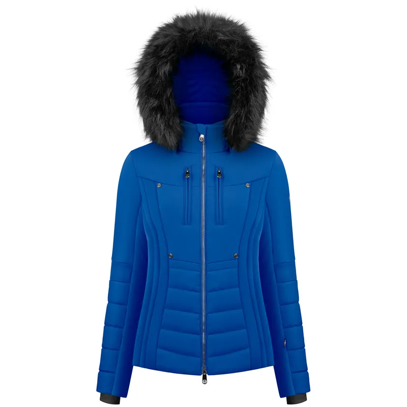 Poivre Blanc Zara Womens Faux Fur Ski Jacket - Infinity Blue