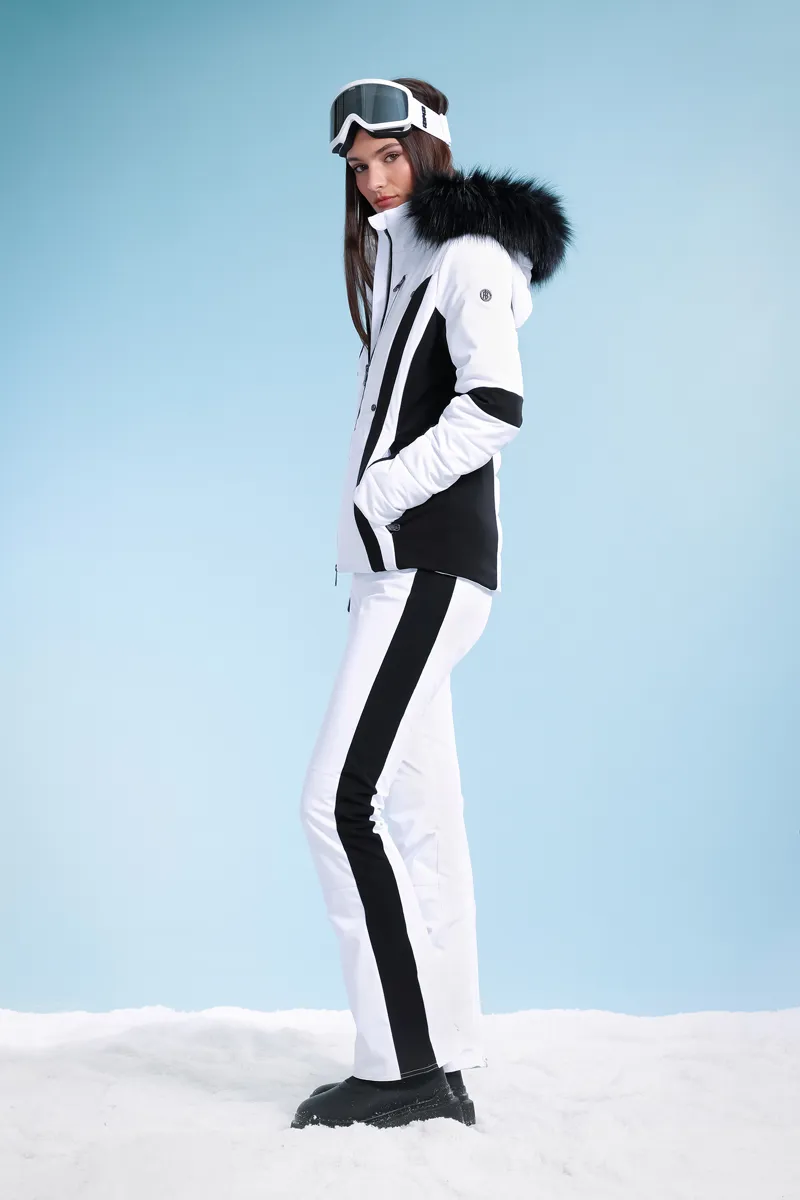 Poivre Blanc Zara Womens Faux Fur Ski Jacket - White Black-2