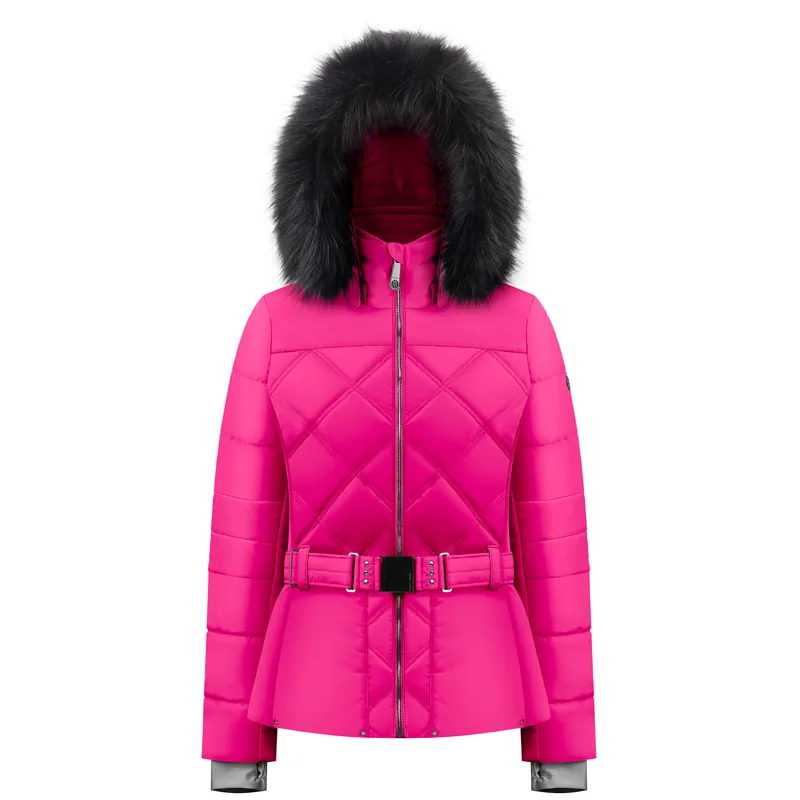 Black stretch ski jacket with faux fur Poivre Blanc 